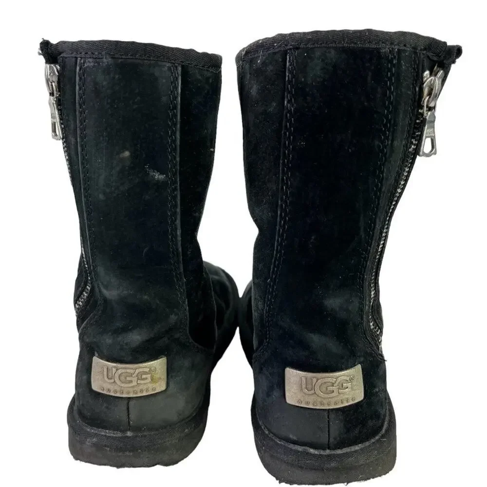 Ugg Australia Womens 5116 Mayfaire Black Side Zip Suede Genuine Leather Boots 6